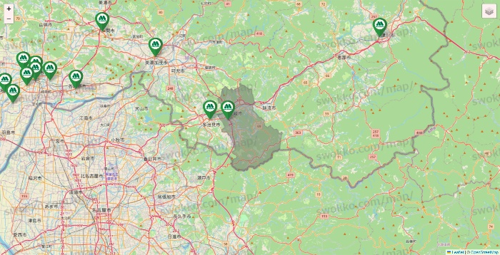岐阜県のモスバーガーの店舗地図