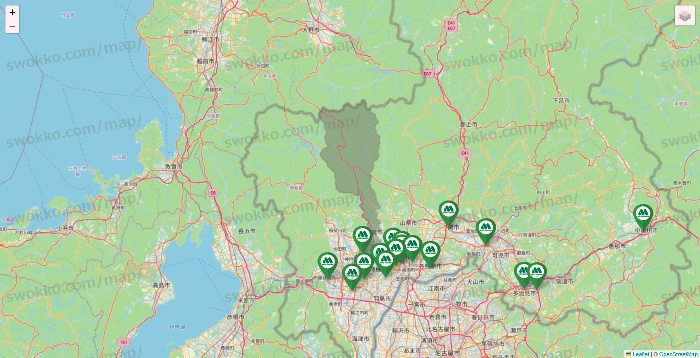 岐阜県のモスバーガーの店舗地図