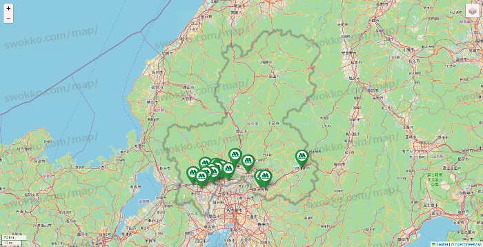 岐阜県のモスバーガーの店舗地図