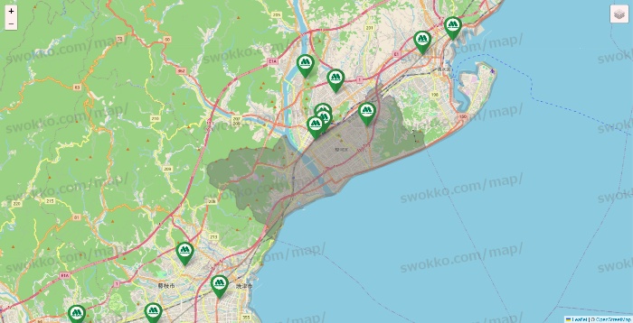 静岡県のモスバーガーの店舗地図