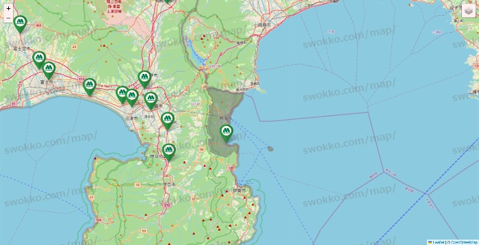 静岡県のモスバーガーの店舗地図
