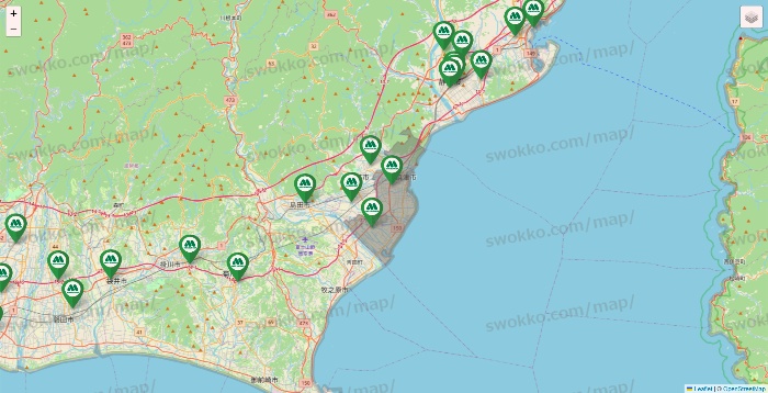 静岡県のモスバーガーの店舗地図