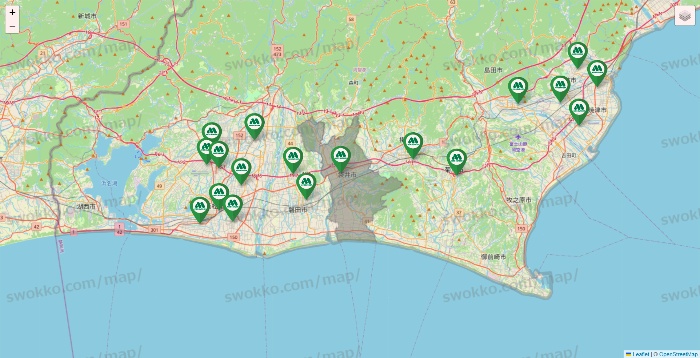 静岡県のモスバーガーの店舗地図