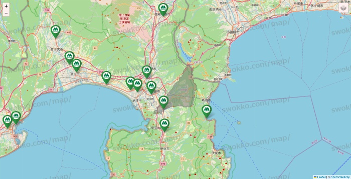 静岡県のモスバーガーの店舗地図