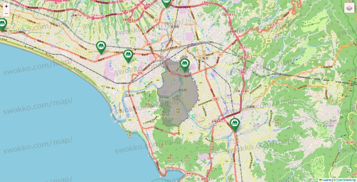 静岡県のモスバーガーの店舗地図