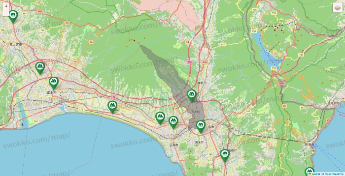 静岡県のモスバーガーの店舗地図