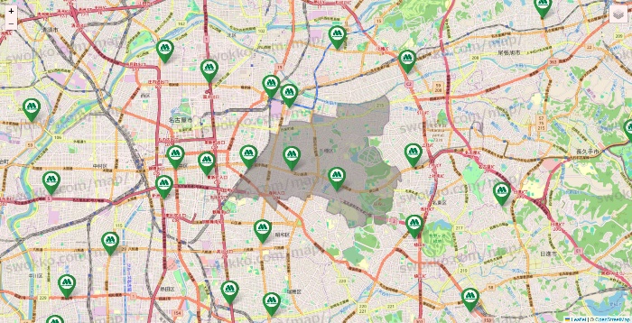 愛知県のモスバーガーの店舗地図