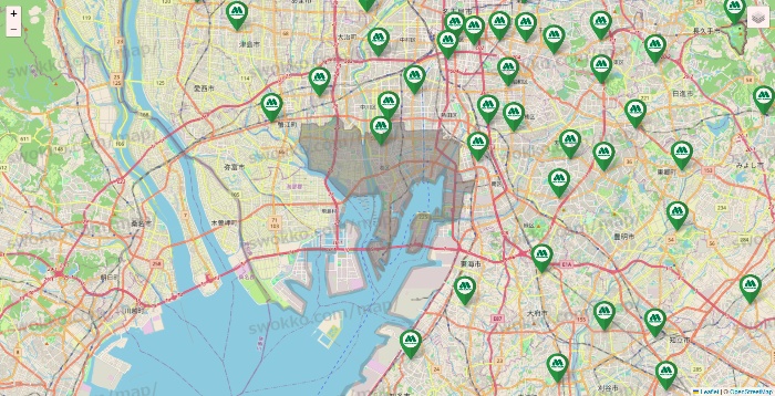 愛知県のモスバーガーの店舗地図