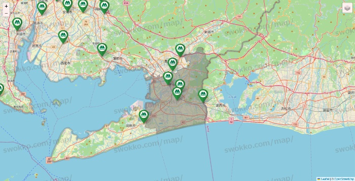 愛知県のモスバーガーの店舗地図