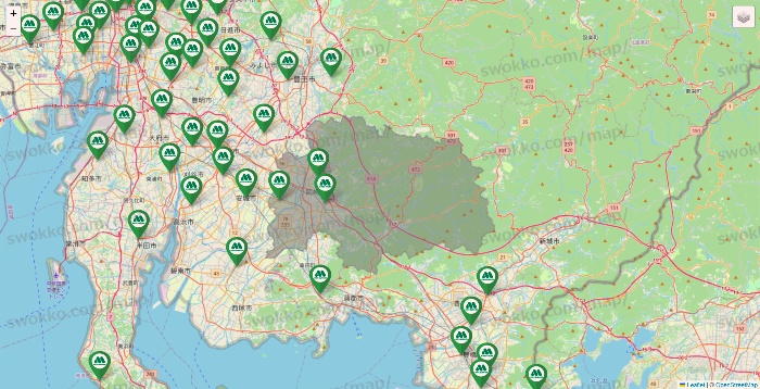 愛知県のモスバーガーの店舗地図