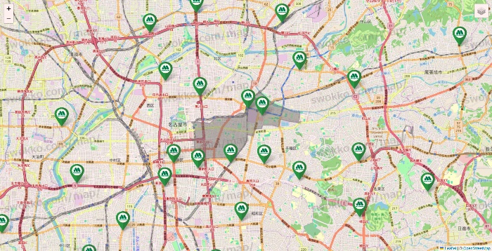 愛知県のモスバーガーの店舗地図