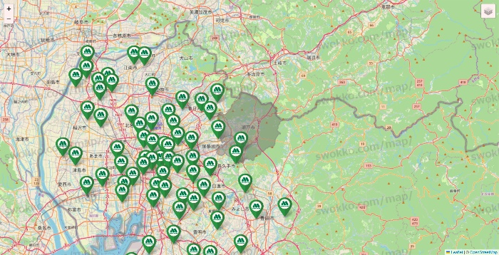 愛知県のモスバーガーの店舗地図