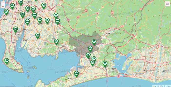 愛知県のモスバーガーの店舗地図
