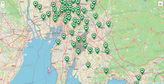 愛知県のモスバーガーの店舗地図