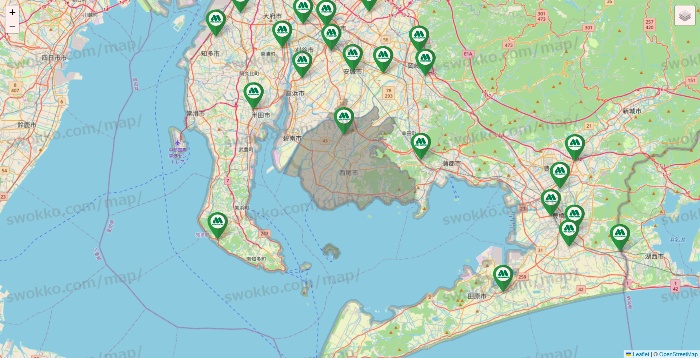 愛知県のモスバーガーの店舗地図
