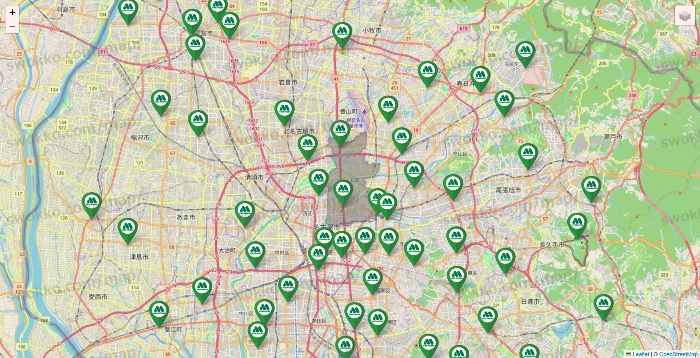 愛知県のモスバーガーの店舗地図