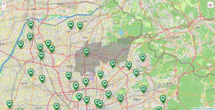 愛知県のモスバーガーの店舗地図
