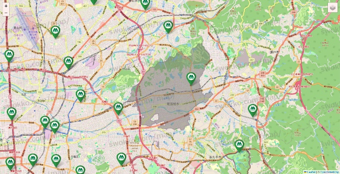 愛知県のモスバーガーの店舗地図