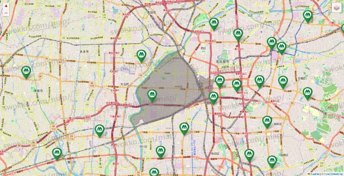 愛知県のモスバーガーの店舗地図