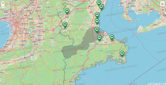 三重県のモスバーガーの店舗地図