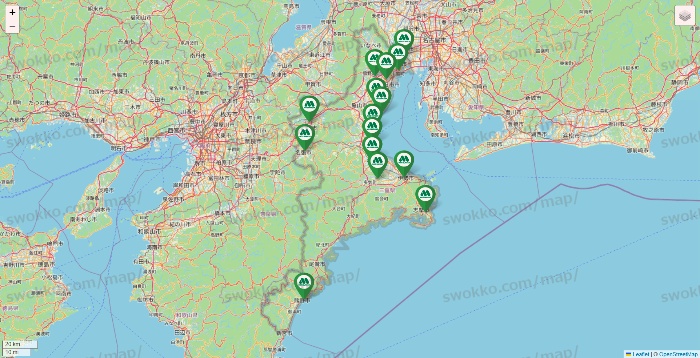 三重県のモスバーガーの店舗地図