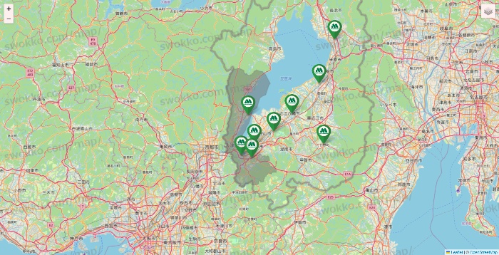 滋賀県のモスバーガーの店舗地図