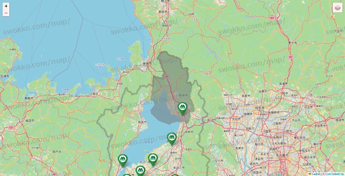 滋賀県のモスバーガーの店舗地図