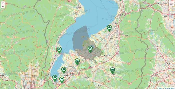滋賀県のモスバーガーの店舗地図