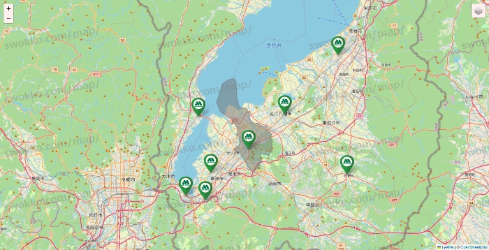 滋賀県のモスバーガーの店舗地図