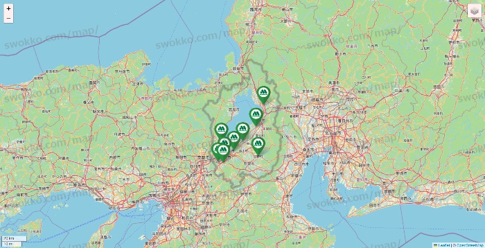 滋賀県のモスバーガーの店舗地図
