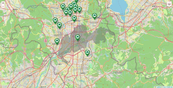 京都府のモスバーガーの店舗地図