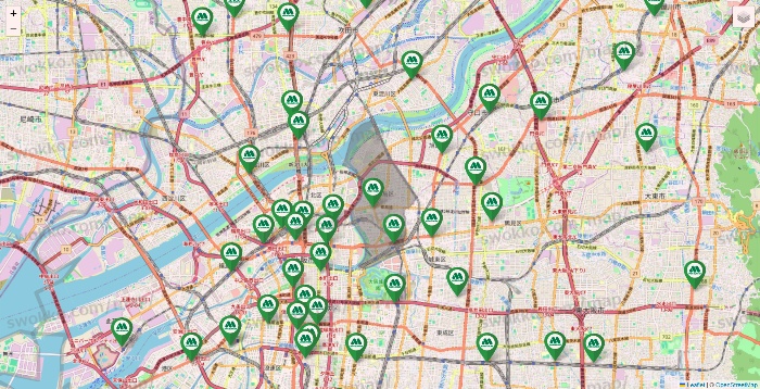 大阪府のモスバーガーの店舗地図