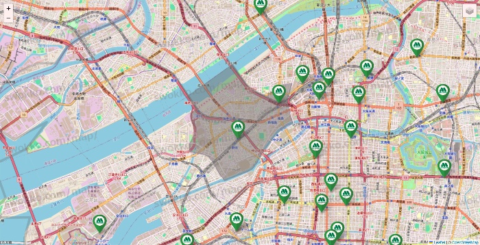 大阪府のモスバーガーの店舗地図