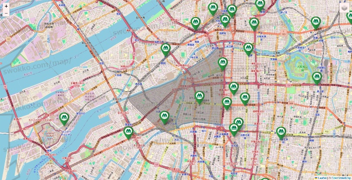 大阪府のモスバーガーの店舗地図