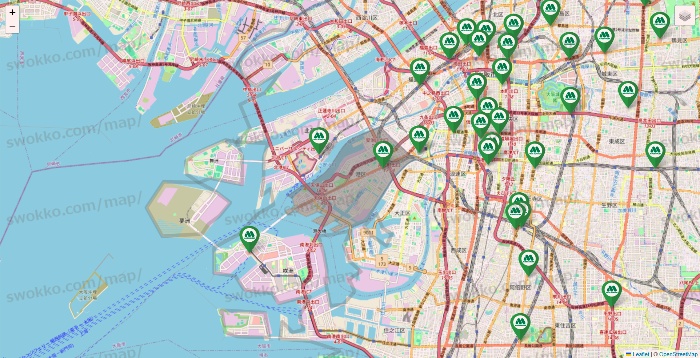 大阪府のモスバーガーの店舗地図