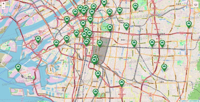 大阪府のモスバーガーの店舗地図
