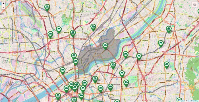 大阪府のモスバーガーの店舗地図
