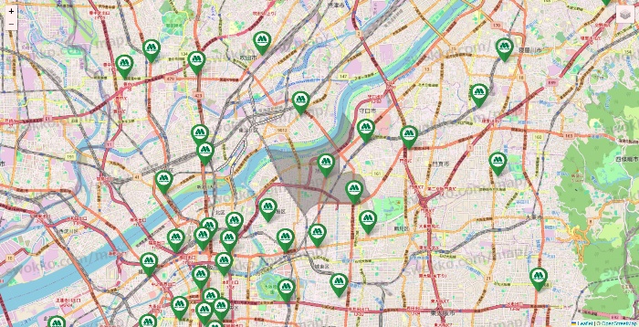 大阪府のモスバーガーの店舗地図