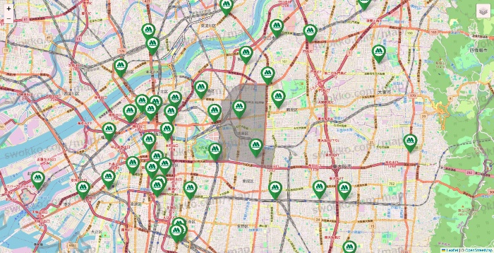大阪府のモスバーガーの店舗地図
