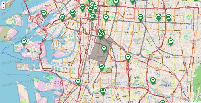 大阪府のモスバーガーの店舗地図