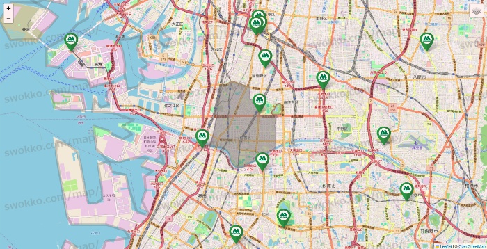 大阪府のモスバーガーの店舗地図