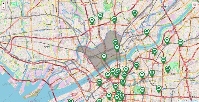 大阪府のモスバーガーの店舗地図