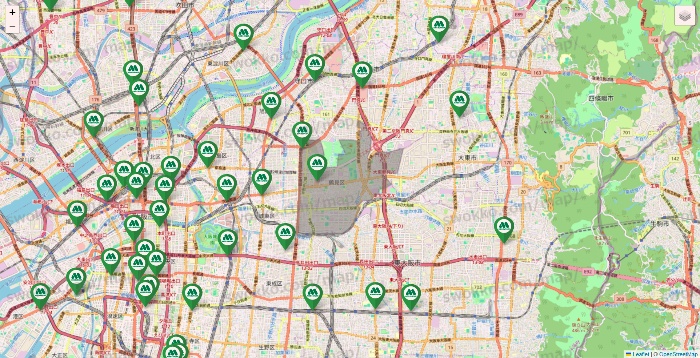 大阪府のモスバーガーの店舗地図