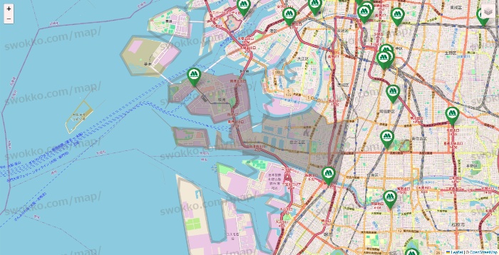 大阪府のモスバーガーの店舗地図