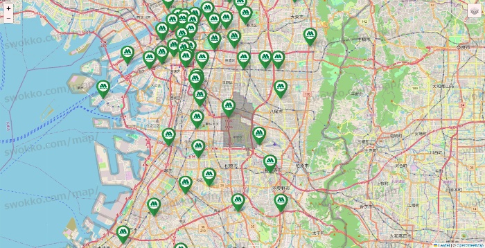 大阪府のモスバーガーの店舗地図