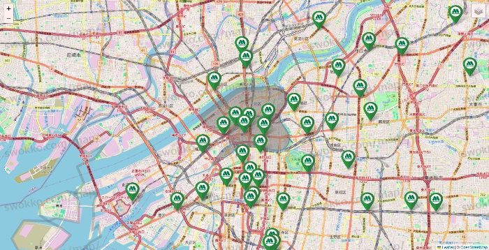 大阪府のモスバーガーの店舗地図
