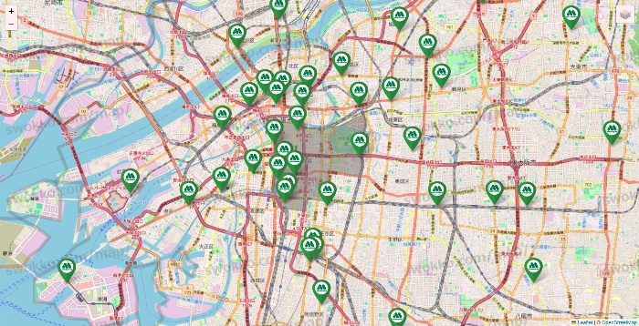 大阪府のモスバーガーの店舗地図