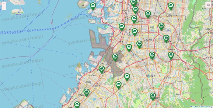 大阪府のモスバーガーの店舗地図