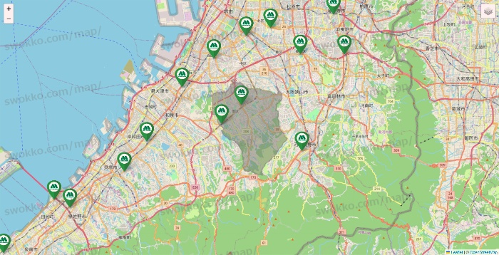 大阪府のモスバーガーの店舗地図