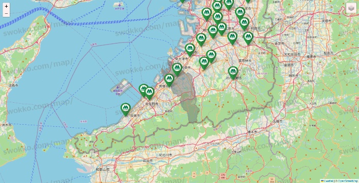 大阪府のモスバーガーの店舗地図